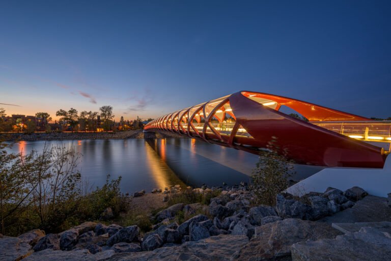 Calgary peace bridge at dusk